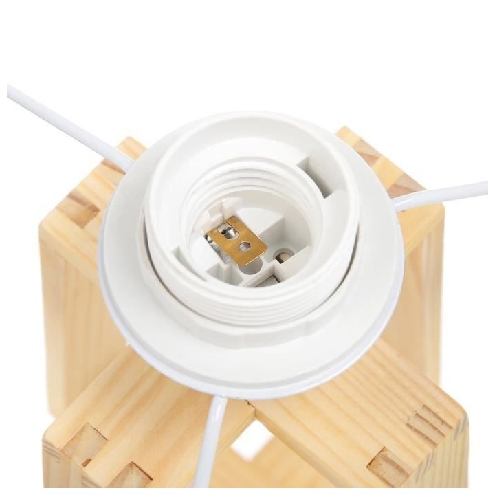 Lampe sur pied en bois - H. 34,5 cm - Blanc