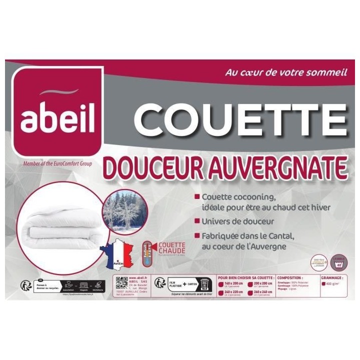 Couette Douceur Auvergnate - 220 x 240 cm - Chaude - 2 personnes - ABE
