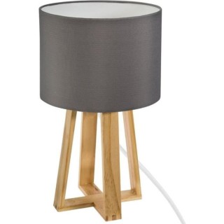Lampe sur pied en bois - H. 34,5 cm - Gris clair