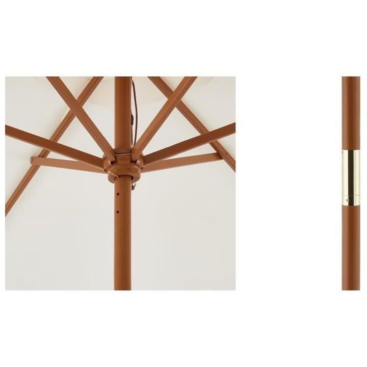 Parasol droit diametre 2,7 m - Mât bois rond et polyester 160g/m² -