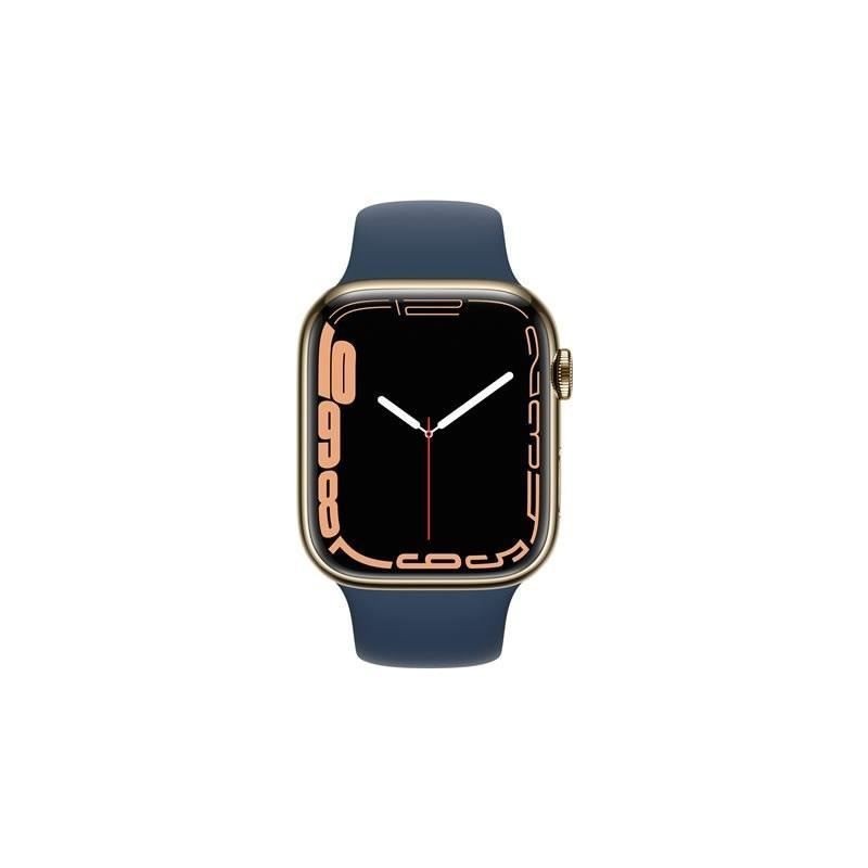 Apple Watch Series 7 GPS + Cellulaire - 45mm - Boîtier acier inoxidable Or - Bracelet Sport bleu abysse