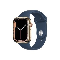 Apple Watch Series 7 GPS + Cellulaire - 45mm - Boîtier acier inoxidable Or - Bracelet Sport bleu abysse