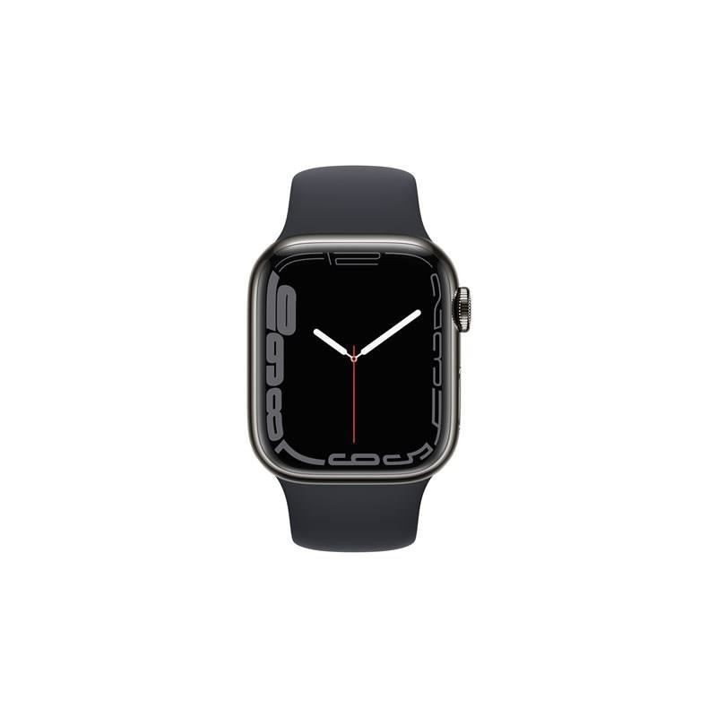 Apple Watch Series 7 GPS + Cellulaire - 41mm -Boîtier acier inoxidable Graphite - Bracelet sport de midnight