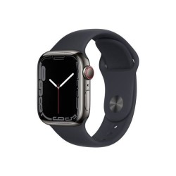 Apple Watch Series 7 GPS + Cellulaire - 41mm -Boîtier acier inoxidable Graphite - Bracelet sport de midnight