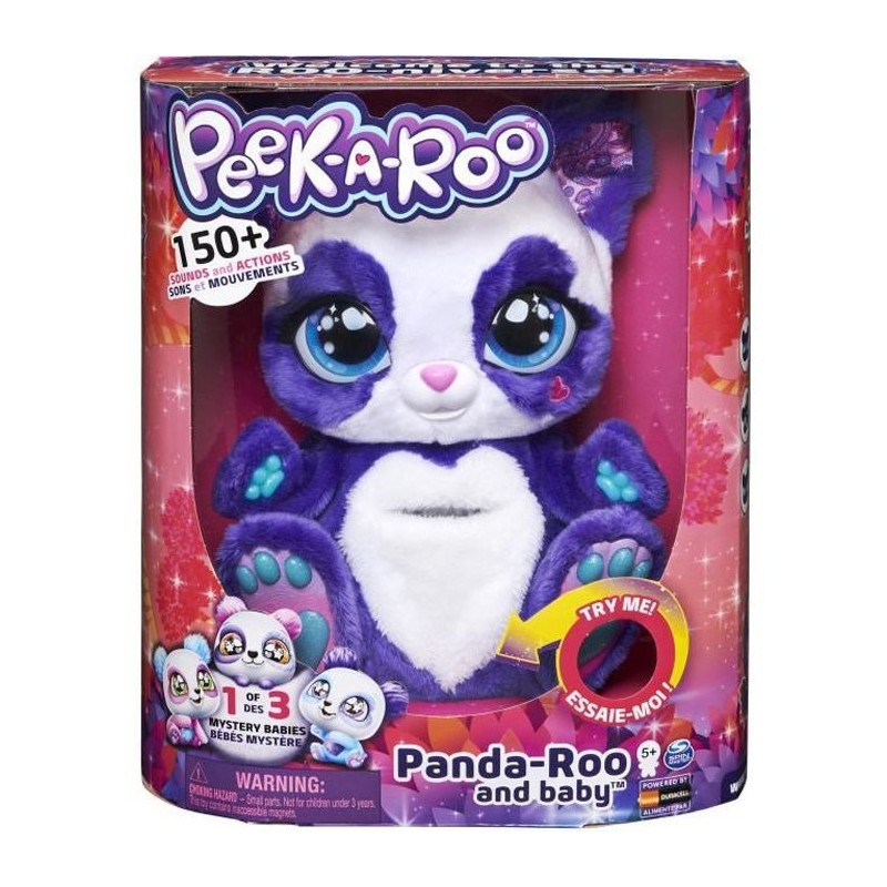 PEEK-A-ROO - MAMAN PANDA ET BEBE SURPRISE - 6060420 - Peluche interactive Avec Plus de 150 Effets Sonores & Actions - 3 modes de