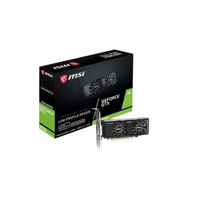 Carte Graphique - MSI - GeForce GTX 1650 4GT LP OC - 4 Go - GDDR5 - PCIe 3.0 - DVI / HDMI / DisplayPort (912-V809-3246)