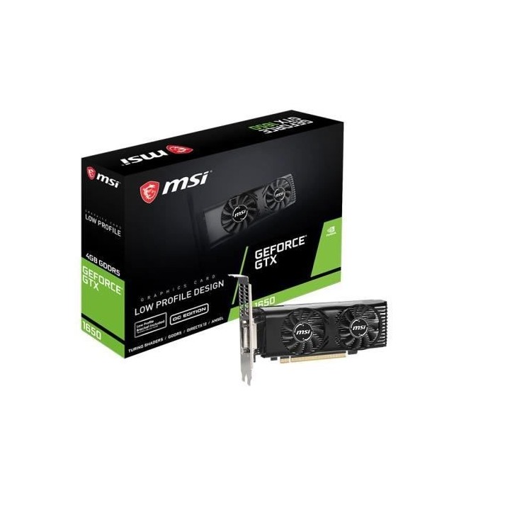 Carte Graphique - MSI - GeForce GTX 1650 4GT LP OC - 4 Go - GDDR5 - PC