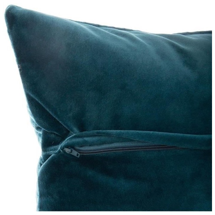 Coussin velours Emb Dolce - 40 x 40 cm - Bleu canard
