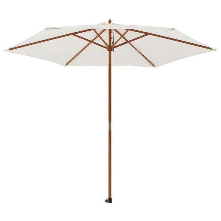 Parasol droit diametre 2,7 m - Mât bois rond et polyester 160g/m² -