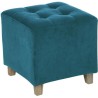 Pouf en velours Duck Leandre - bleu canard- L 35 x P 33,5 x H 35 cm