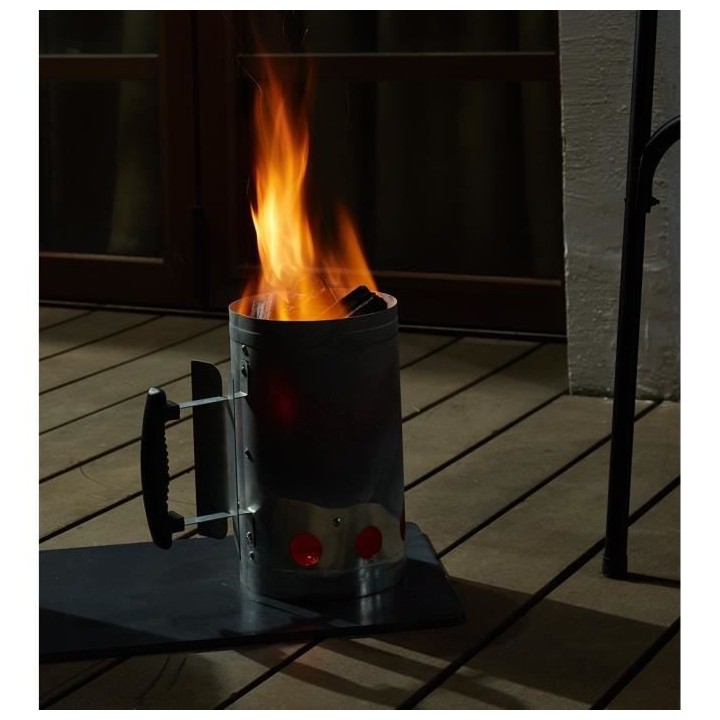 Cheminée d'allumage en acier pour barbecue a charbon de bois