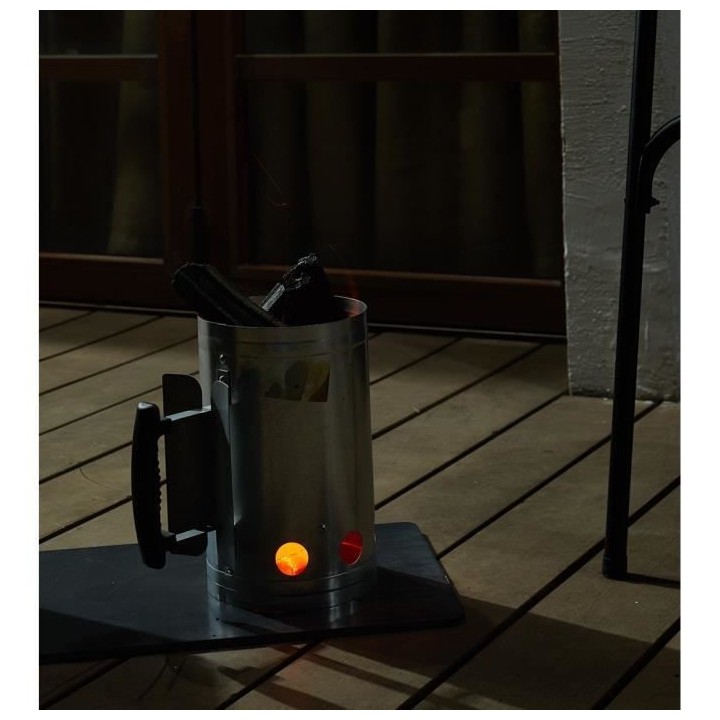 Cheminée d'allumage en acier pour barbecue a charbon de bois