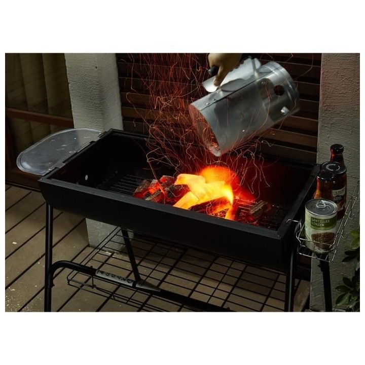 Cheminée d'allumage en acier pour barbecue a charbon de bois