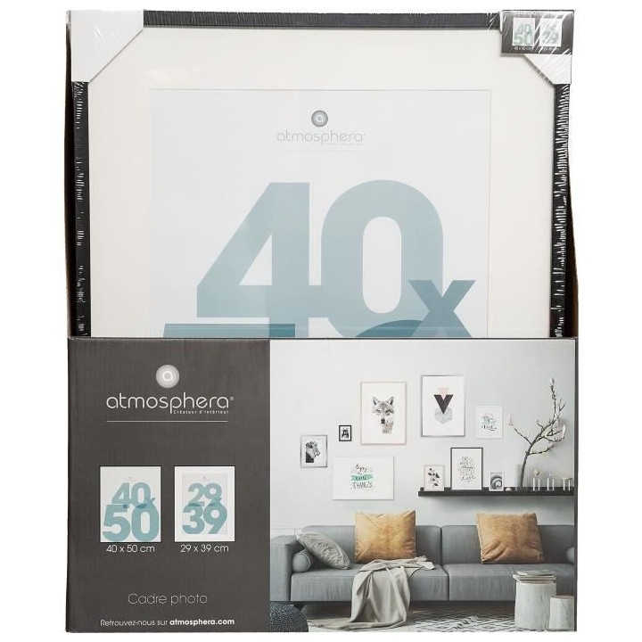 Cadre Photo en MDF et verre - 40 x 50 cm - Noir Manu