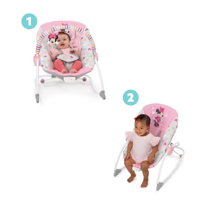 Transat BRIGHT STARS Disney baby Minnie - Evolutif - 2 Positions inclinaison - 61 x 86 x 71 cm - Rose multicolore - Des la naiss