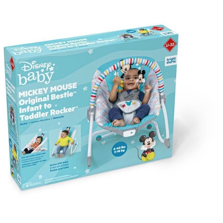Transat BRIGHT STARS Disney baby Mickey - Evolutif - 2 Positions incli