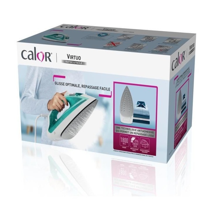 CALOR FV1710C0 Fer a repasser vapeur, 1800 W, Débit vapeur 24 g/min,