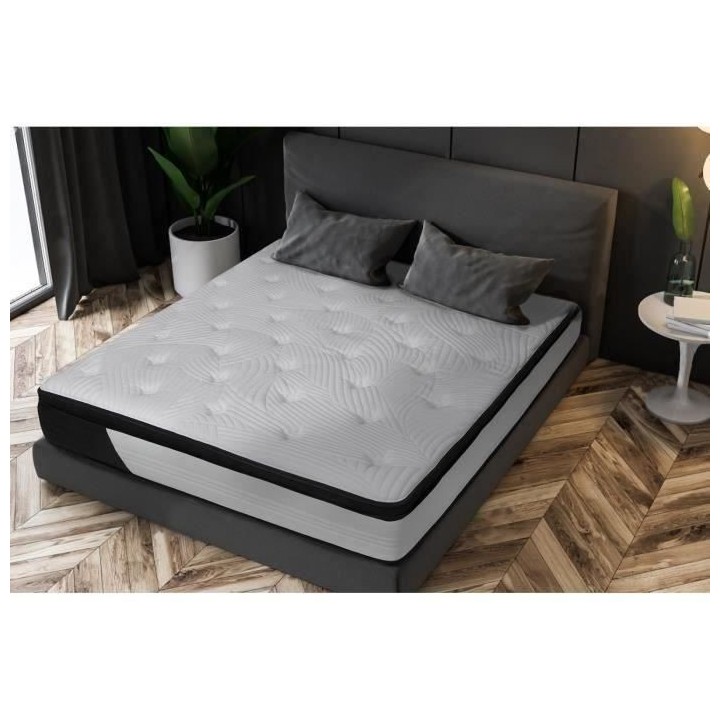 Matelas 140x190 cm CASSIE - 30 cm - 560 Ressorts ensachés et Mémoire