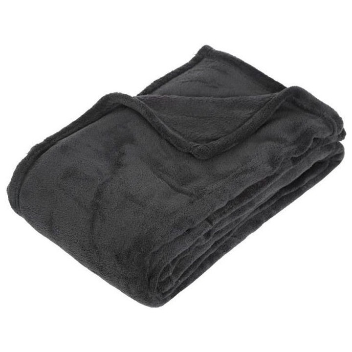 Plaid microfibre - 125 x 150 cm - Gris foncé