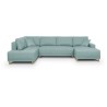 Canapé d'angle panoramique convertible JAKOB - 7 places - Bleu gris - Scandinave - L318 x H 78 x P 194 cm