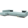 Canapé d'angle panoramique convertible JAKOB - 7 places - Bleu gris - Scandinave - L318 x H 78 x P 194 cm