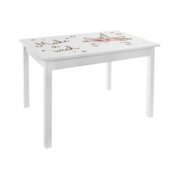 Table enfant - Bois blanc et rose - L 77 x P 55 x H 48 cm