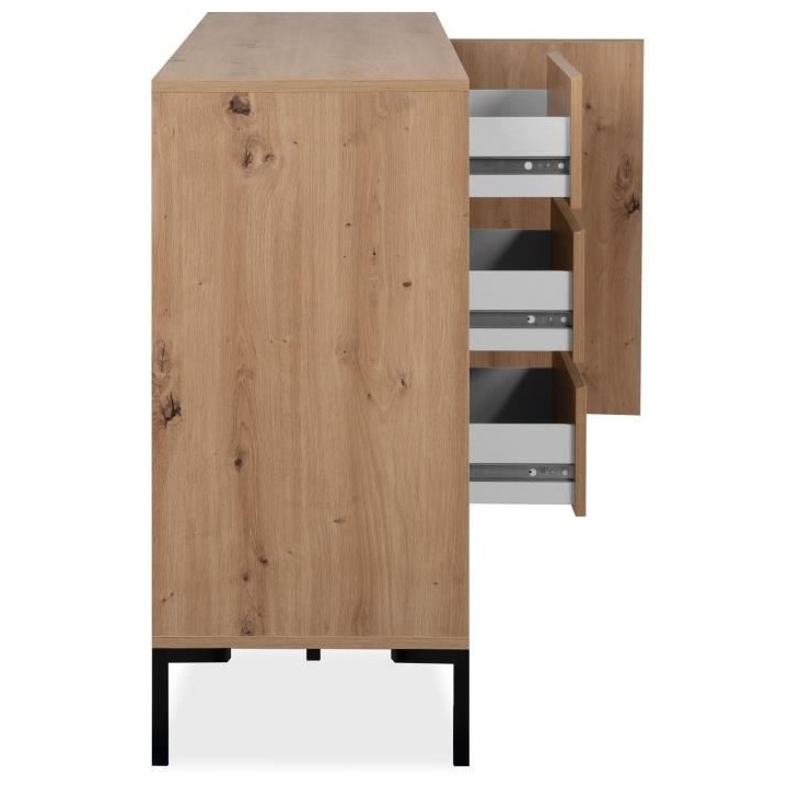 Enfilade Korsika 51A - Chene artisan - 3 portes, 3 tiroirs, 2 étagere