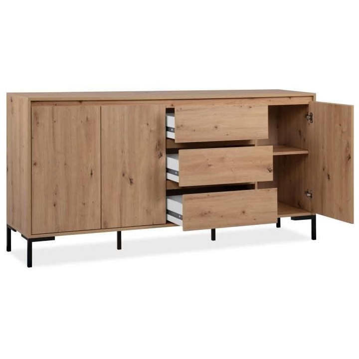 Enfilade Korsika 51A - Chene artisan - 3 portes, 3 tiroirs, 2 étagere