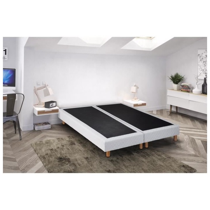 CREASOM Sommiers 2 x 90 x 200 - 14 lattes fixes - BLANC - BANYAN