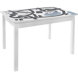 Table enfant imprimé circuit de voiture - Bois Blanc - L 77 x P 55 x