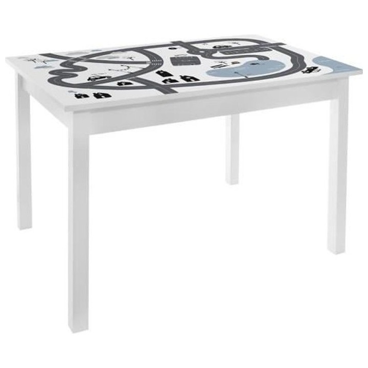 Table enfant imprimé circuit de voiture - Bois Blanc - L 77 x P 55 x