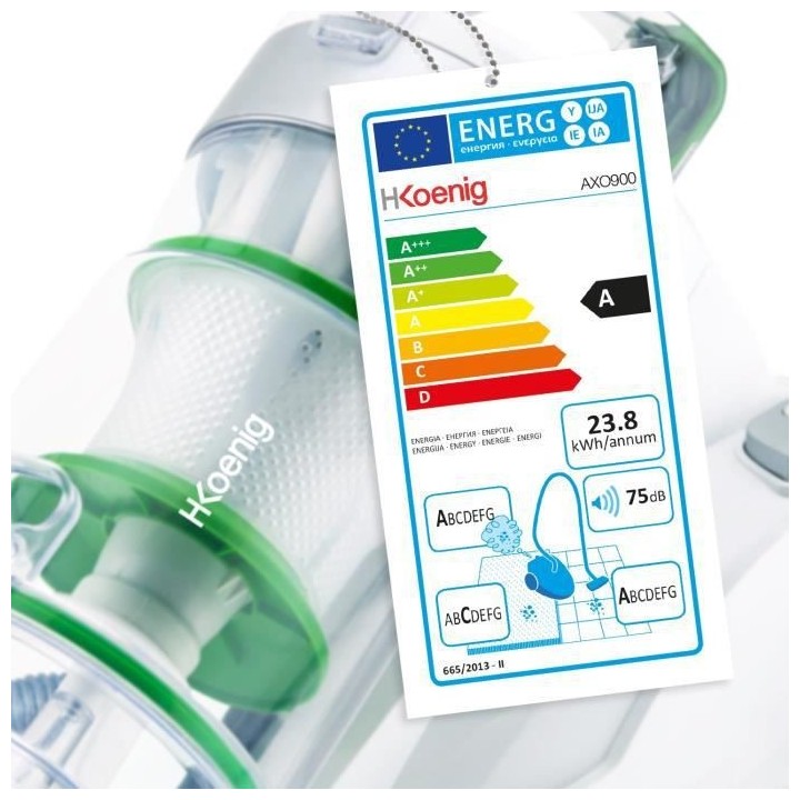H.KoeNIG AXO900 - Aspirateur traineau sans sac - Silencieux et Puissan