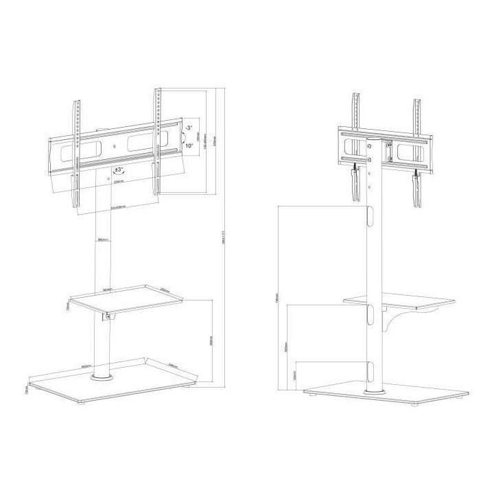 INOTEK WHITENIGHT 3275 Meuble avec potence pour téléviseur de 37'' a