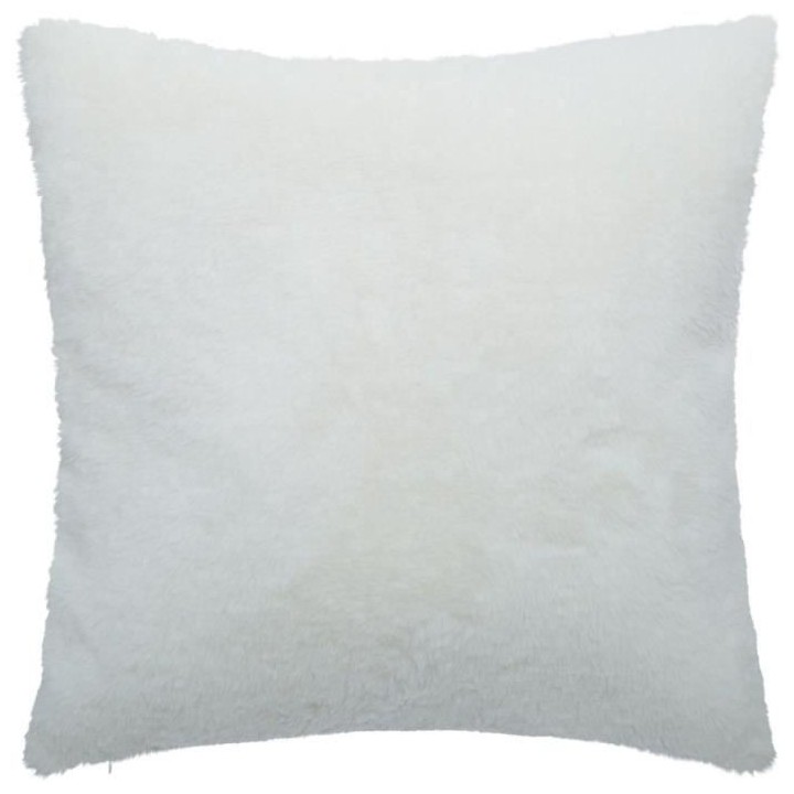 Coussin Fake Fur Chat 100% polyester - Blanc