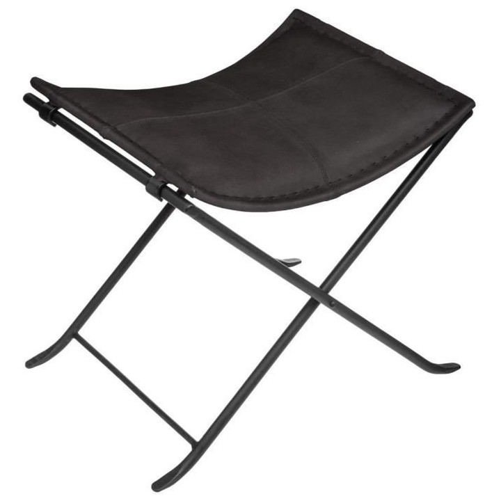 Tabouret d'appoint cuir Dario - L. 50 x P. 40 x H. 45 cm - Noir