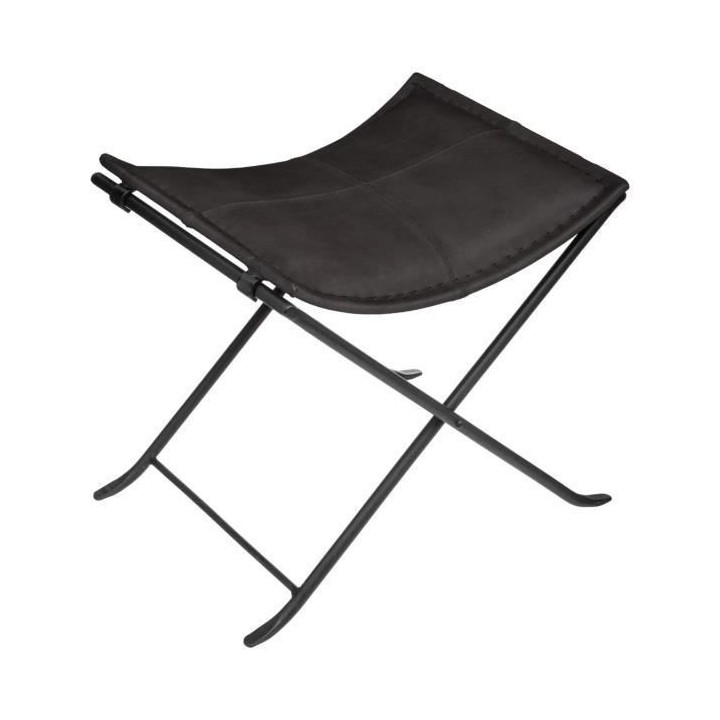 Tabouret d'appoint cuir Dario - L. 50 x P. 40 x H. 45 cm - Noir