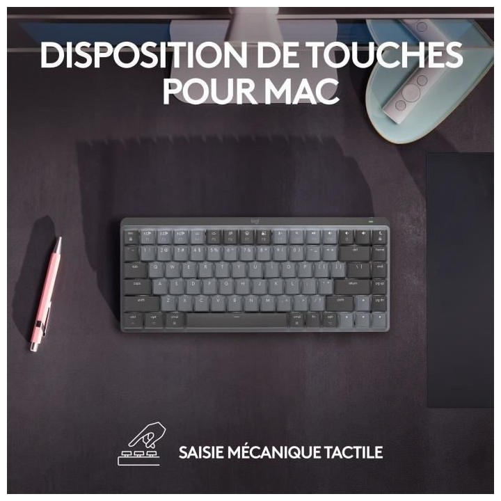 Logitech - Clavier sans fil pour Mac - MX Mechanical Mini - Gris Sidé