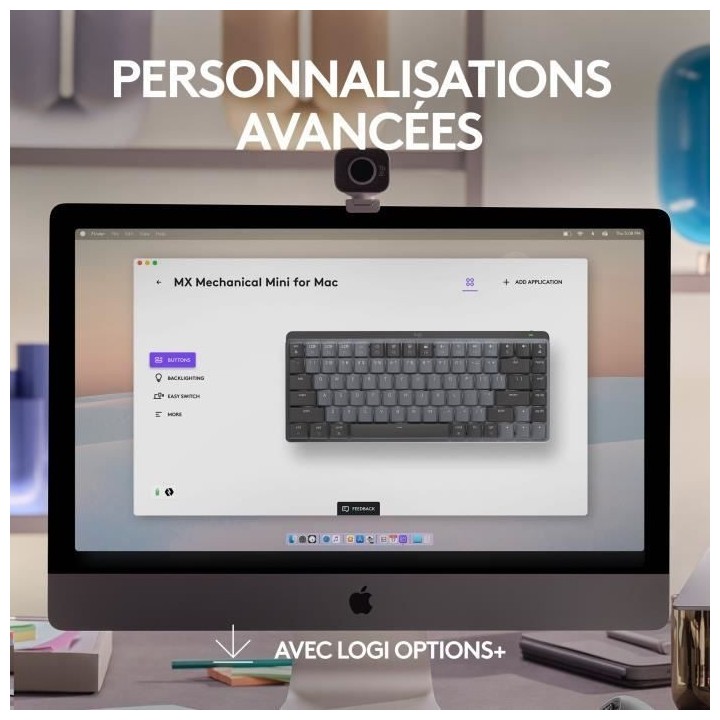 Logitech - Clavier sans fil pour Mac - MX Mechanical Mini - Gris Sidé