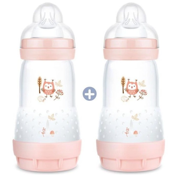 MAM Lot 2 Biberon Easy Start Anti-colique Nature - 260 ml - Blush