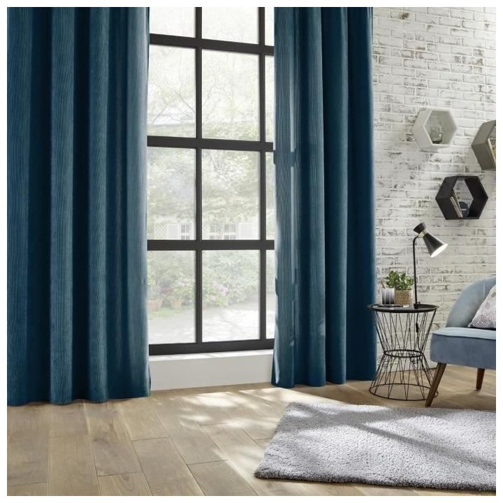 Rideau Cotelé - 140 x 260 cm - Bleu