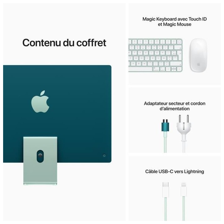 Apple - 24 iMac Retina 4,5K (2021) - Puce Apple M1 - RAM 8Go - Stockag