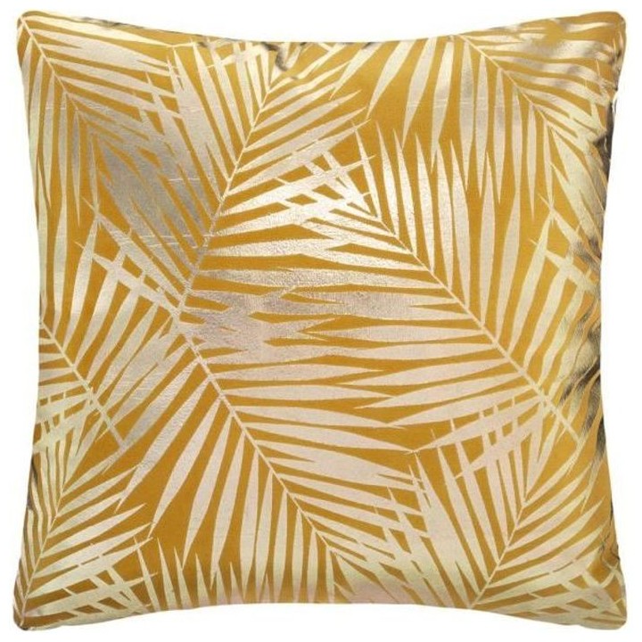 Coussin velours Tropic - 40 x 40 cm - Or et ocre