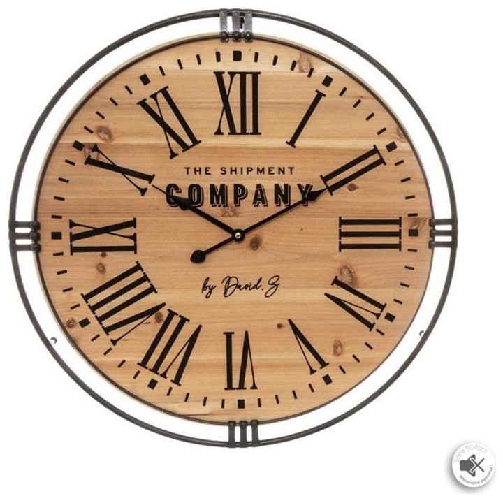 Pendule style colonial - Ø 58 x Ep. 4,5 cm - Marron