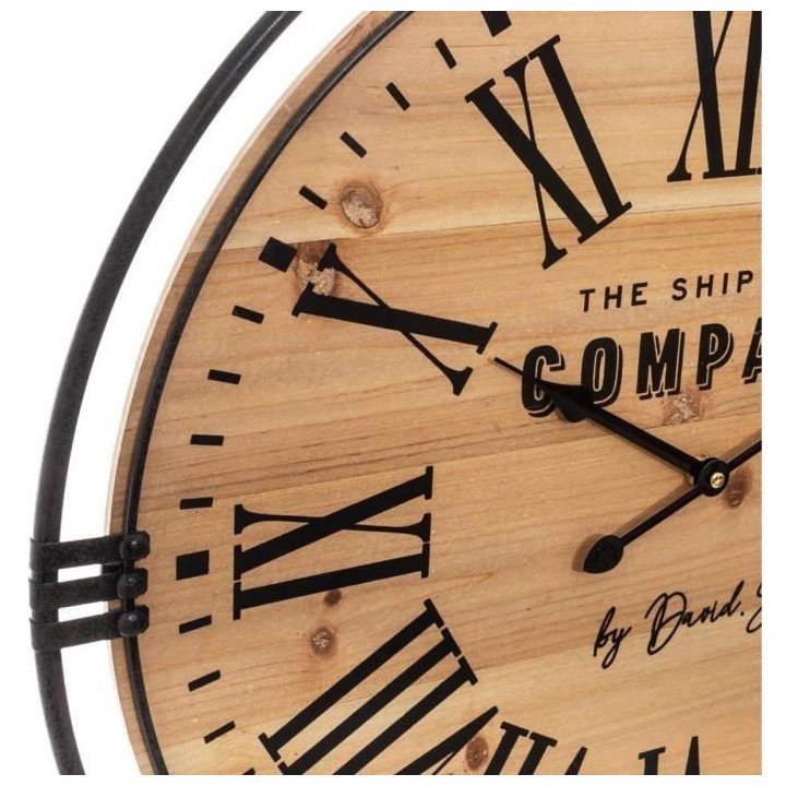 Pendule style colonial - Ø 58 x Ep. 4,5 cm - Marron