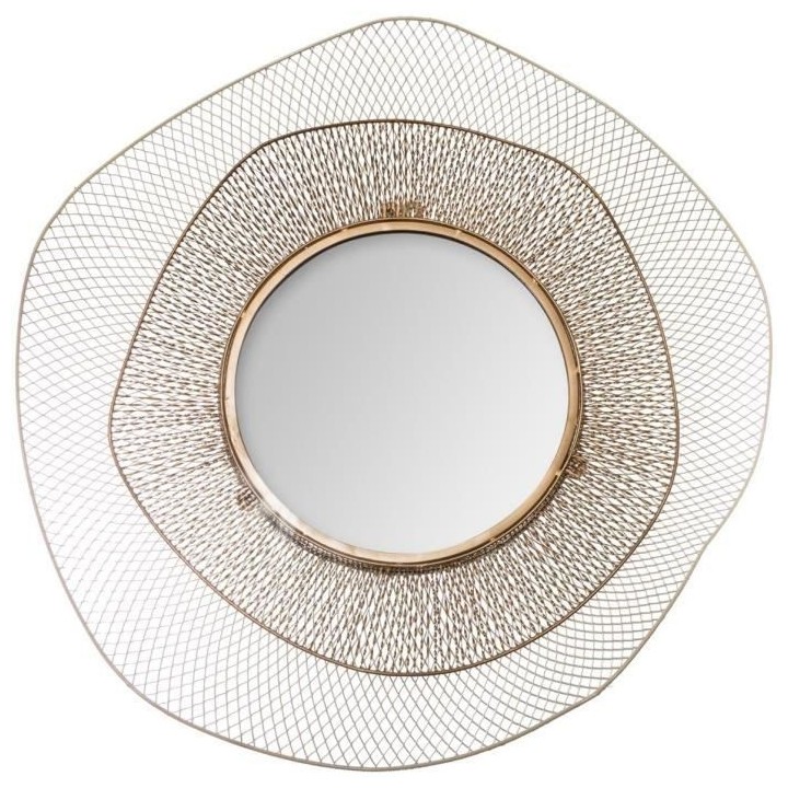 Miroir Met Jellyfish Fer, MDF_E1 et verre - D. 78 x P. 12 cm - Doré