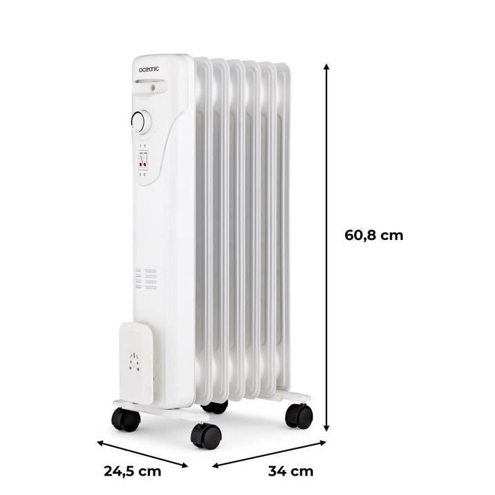 Radiateur électrique bain d'huile 1500W OCEANIC - 3 puissances - 7 é