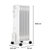 Radiateur électrique bain d'huile 1500W OCEANIC - 3 puissances - 7 éléments - Blanc - Mobile