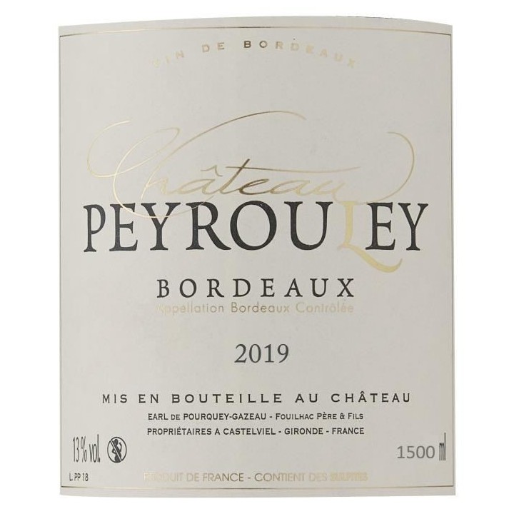 Magnum Château Peyrouley 2019 Bordeaux - Vin rouge de Bordeaux