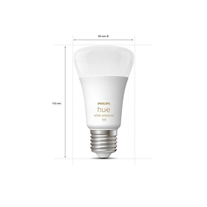 Kit démarrage ampoule LED connectée PHILIPS Hue White - 10,5W - Lot