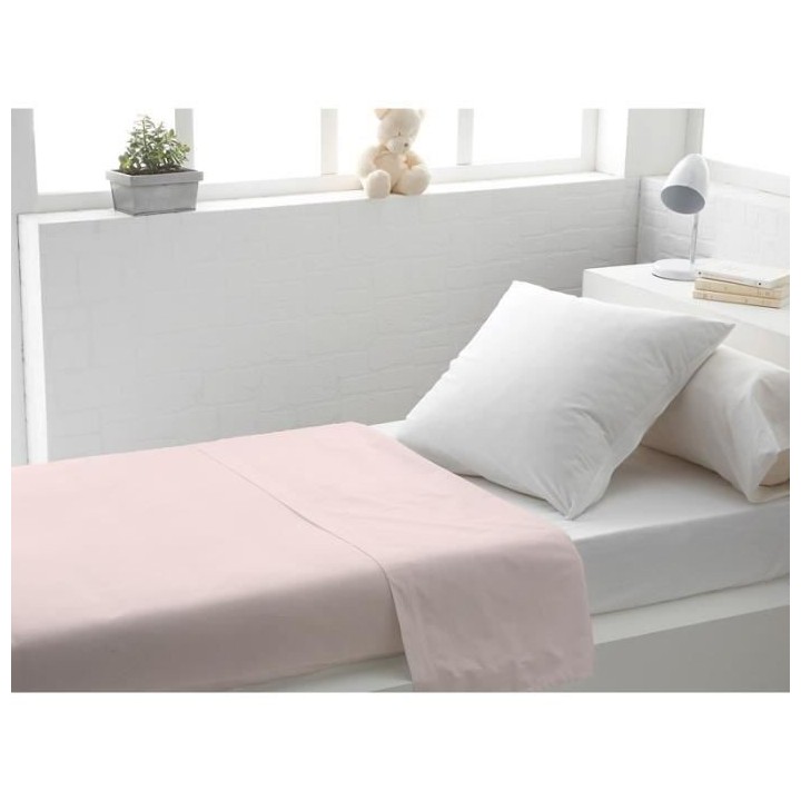 SOLEIL d'OCRE Drap plat 100% Coton 180x290cm Rose